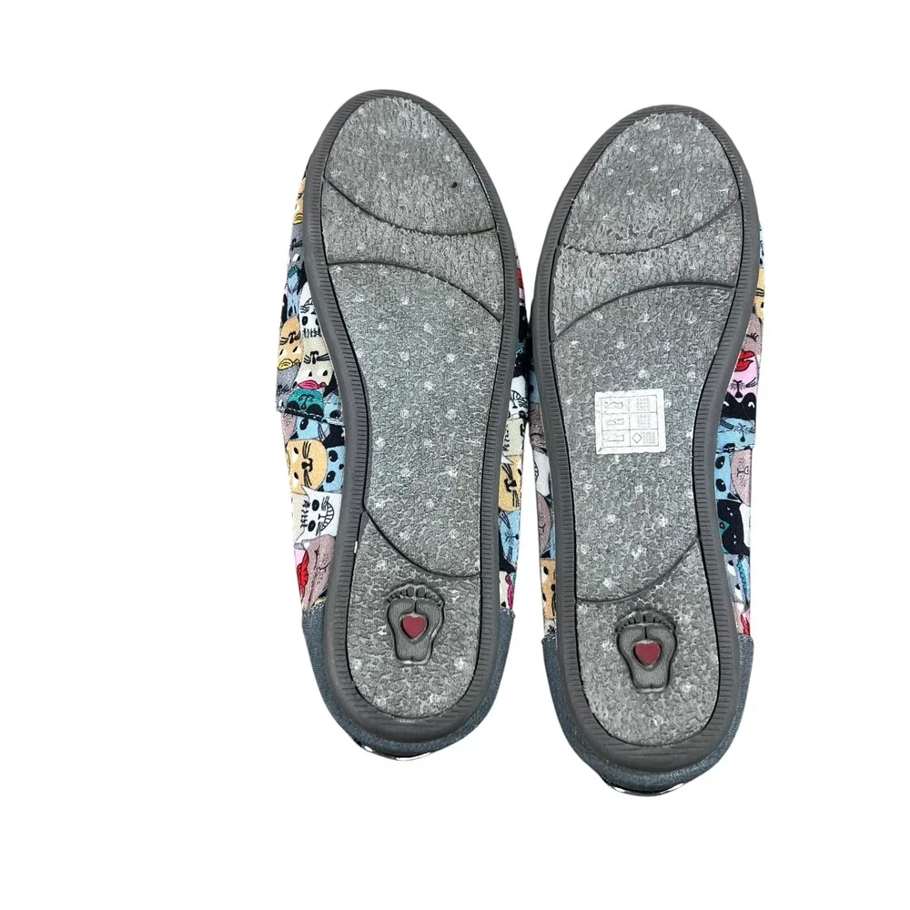 Skechers BOBS for Cats Women 10 Multi Color Cat Face Print Slip On Flats 34409 - Picture 6 of 7